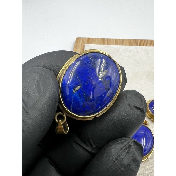 1 lapis lazuli Pendants Handmade Gold Brass Mine 4 Dark Blue Jewelry - Picture 9 of 11